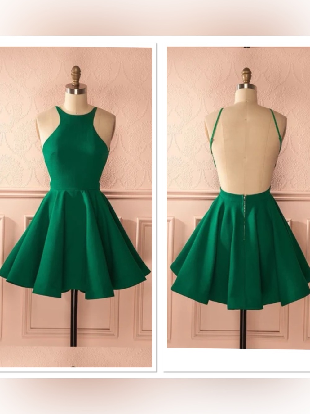 L’ATISTE by Amy Backless A-Line Party Dress Sz S Green Polyester